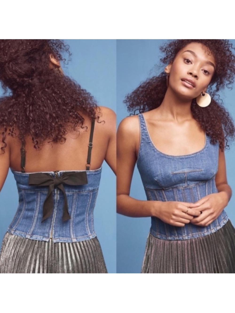 ANTHROPOLOGIE Maeve Denim Corset Cami Size 12